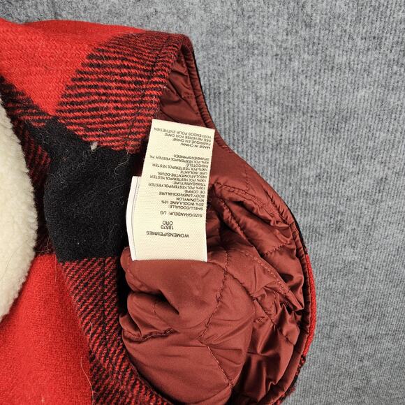Vintage Woolrich Vest Womens Large Buffalo Plaid Sherpa Collar Wool Western - Picture 6 of 8